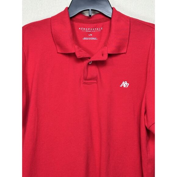 Aeropostale A87 Men’s Red 100% Cotton Short Sleeve Golf Polo Shirt Size L - Picture 2 of 8